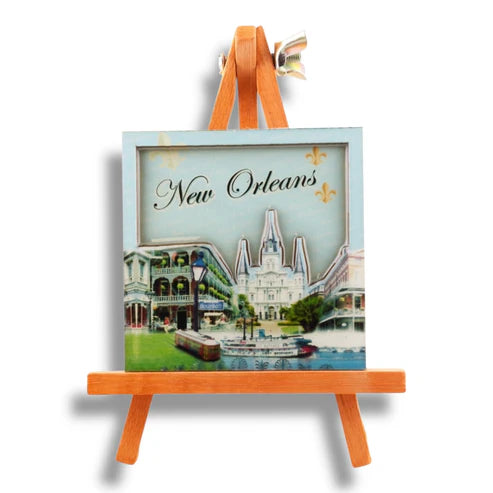 New Orleans Cityscape Wooden Magnet