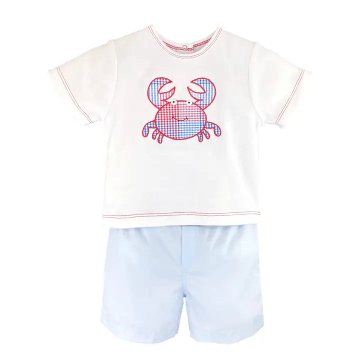 CRAB APPLIQUE SHIRT & SHORTS SET