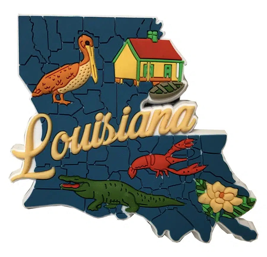 LA STATE MAP PVC MAGNET